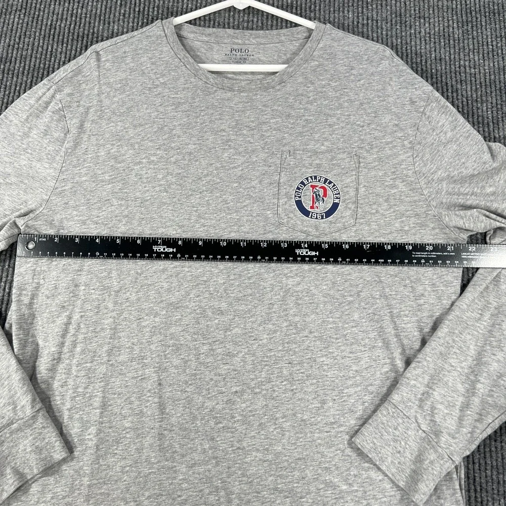 Polo Ralph Lauren Shirt Mens Large Gray Long Sleeve Classic Fit Chest Pocket